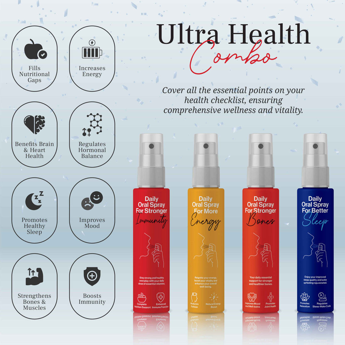 Ultra Health Combo | Vitamin D3 & K2 + Vitamin B12 + Multivitamin + Melatonin | 2 months | Complete Health Pack