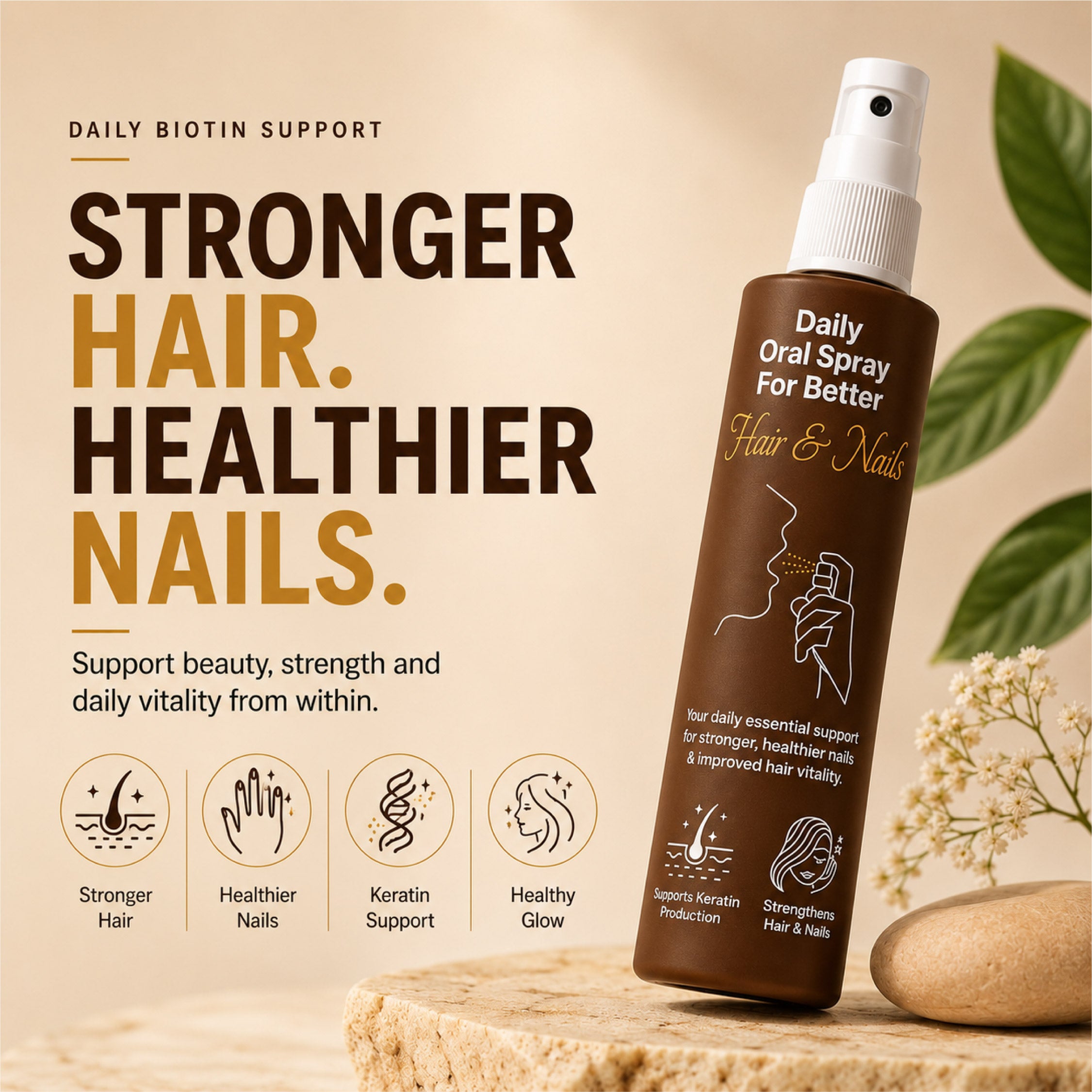 Biotin for Stronger Hair | 30ml - 2 Months | Supports Keratin Production | Hair &amp; Nail Health Formula | Liposomal Technology