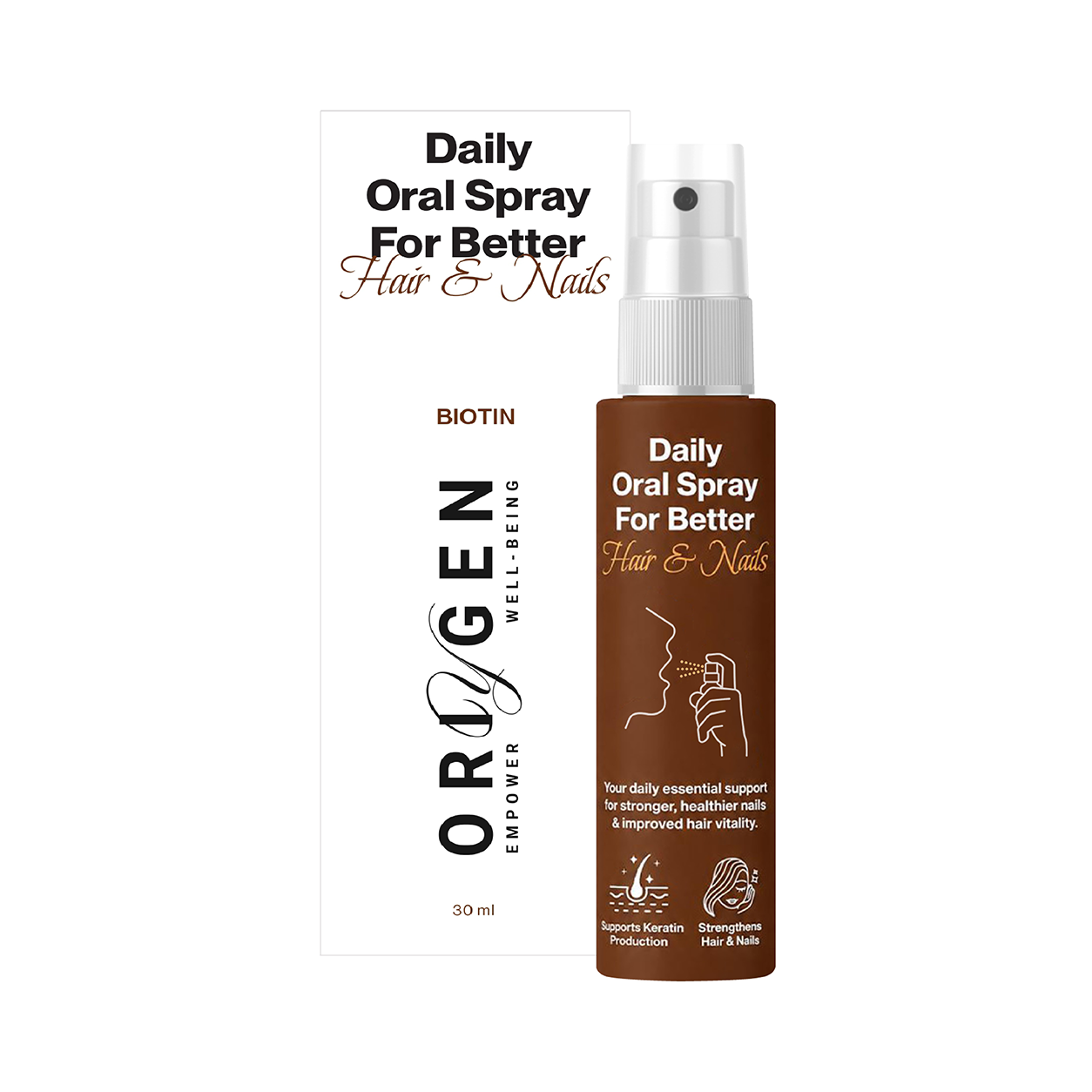 Biotin for Stronger Hair | 30ml - 2 Months | Supports Keratin Production | Hair &amp; Nail Health Formula | Liposomal Technology